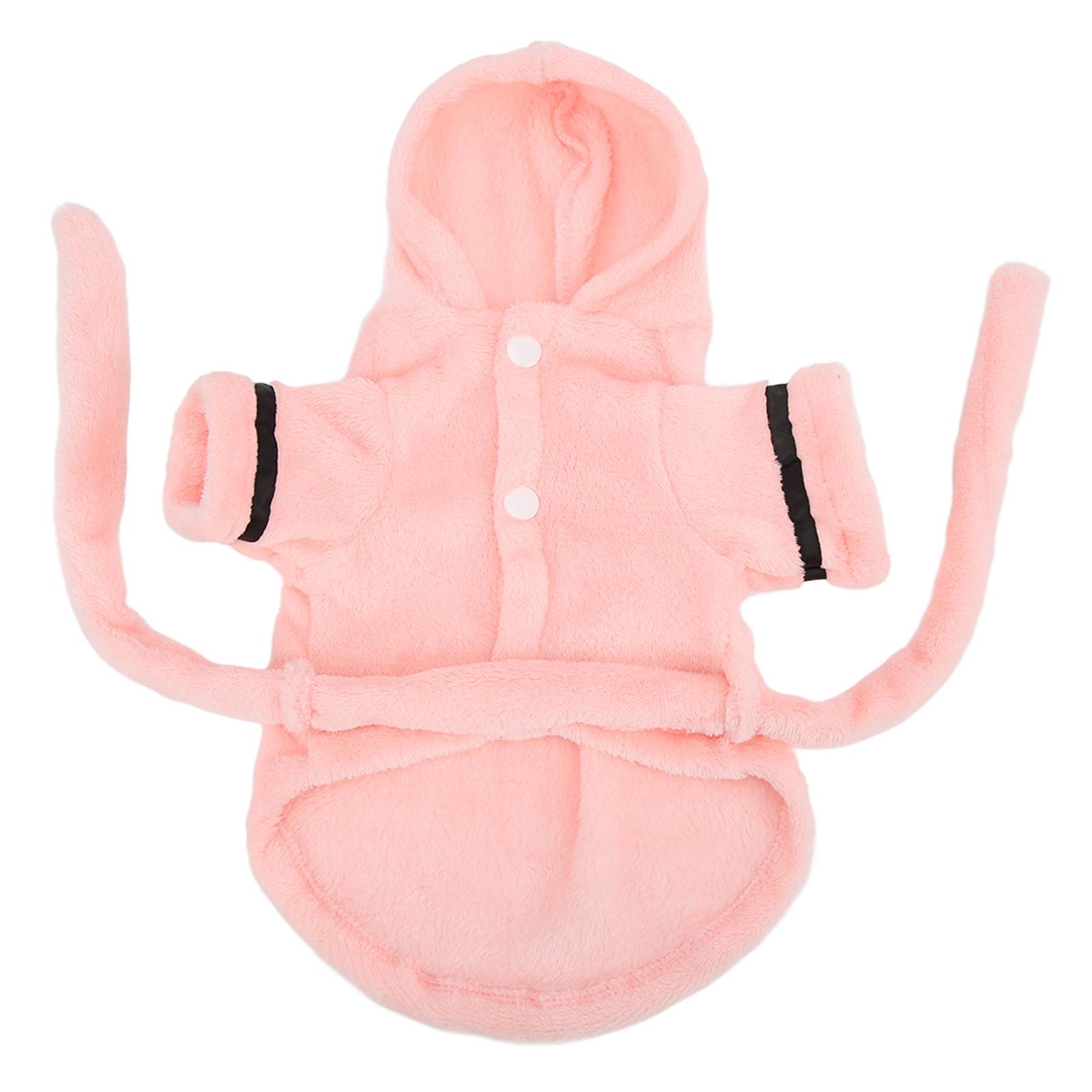 

Плюшевый теплый впитывающий халат для питомца, пижама с капюшоном для щенков, с поясом для маленьких собак, кошекXL L(for 6.5-9kg)