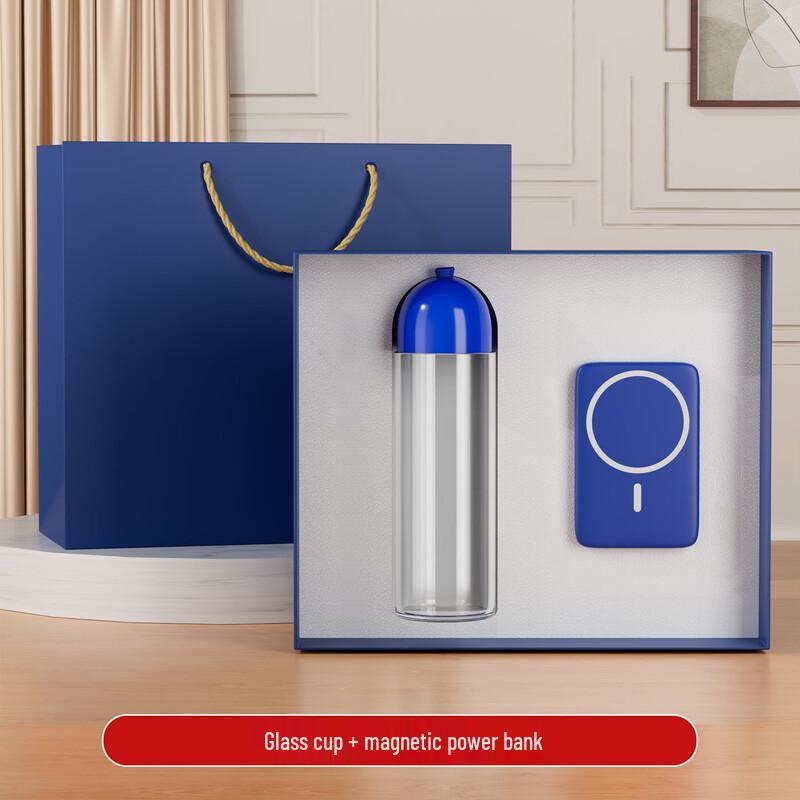 Glass Water Bottle & Power Bank Gift Set