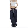 2025 Spring Women's Ruffle Edge Double Waist Saber Pants In Washed Spicy Street Style