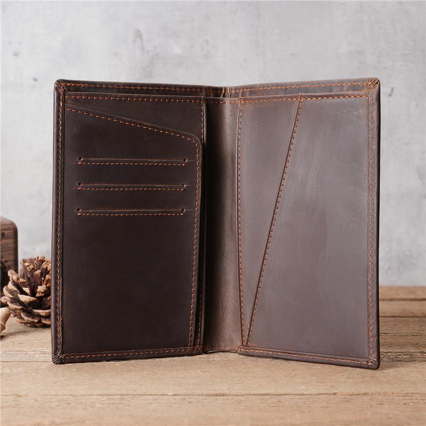 

Crazy Horse Genuine Leather Men s Wallet With 3 Card Slots Cash Compartment Vintage Passport Holder Slim Leather Wallet For Male