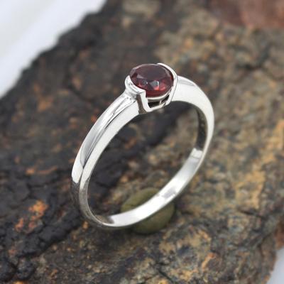 Natural Garnet Gemstone Solid Ring 925 Sterling Silver Handmade Jewelry For Christmas Gift
