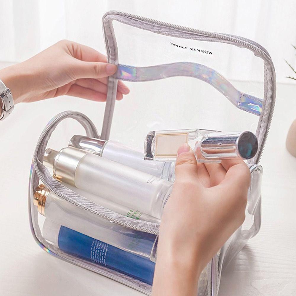 Tragbare PVC Kosmetiktasche Große Kapazität Reise-Organizer Kulturtasche Multifunktionale Aufbewahrung Transparente Toilettenartikel-Tasche Reisegebrauch