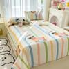 Soft Cotton Thick Cartoon Dog Bed Sheet Set, Adults Kids Teens Bedroom Colorful Lines Bedding Set, Flat Sheet with 2 Pillowcases