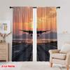 2 Stück, 2D-Ebene Druck Lichtfilternde Vorhänge Sonnenuntergang Landung Langlebig 100% Polyestergewebe (Ohne Stange) Innendekoration