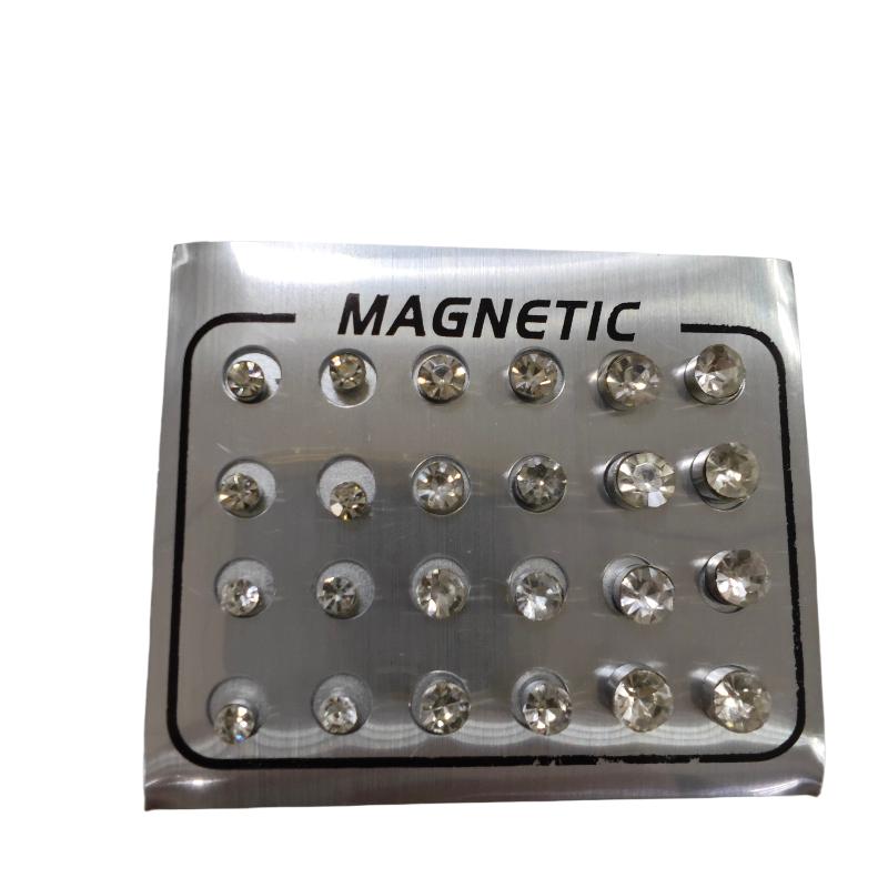 Magnetic Fake Earring Studs No Piercing Round Classic Crystal 4/5/6MM for Business Casual Occasion Wear