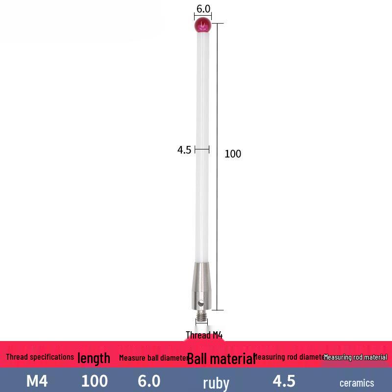 M4 Ceramic Rod Touch Probe - Jewel A-5000-3709/372