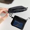 Double Zipper Mesh Earphone Protection Bag Coins Storage Keys Credit Card Holder Pouch Travel Wallet with Lanyard