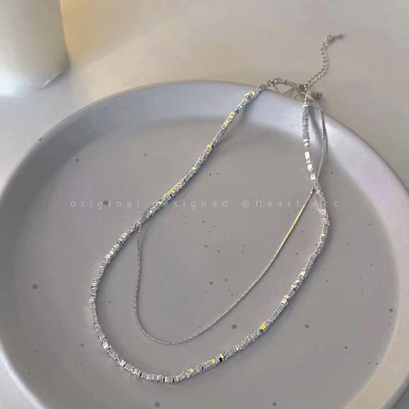 

NK-28 Титановая сталь Серебристый чокер: Роскошное женское ожерелье на ключицу высокого класса, новый стиль интернет-знаменитости.