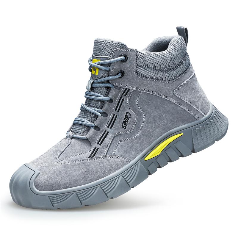 Black Leather Work Safety Shoes Waterproof Indestructible Steel Toe Cap Labor Shoes For Men Breathable Anti Smashing Sneakers