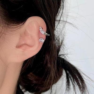 1 Stück Silberfarbener Flügel Ohrknochennagel Für Damen Mode Zirkon Ohrringe Accessoires Schmuck