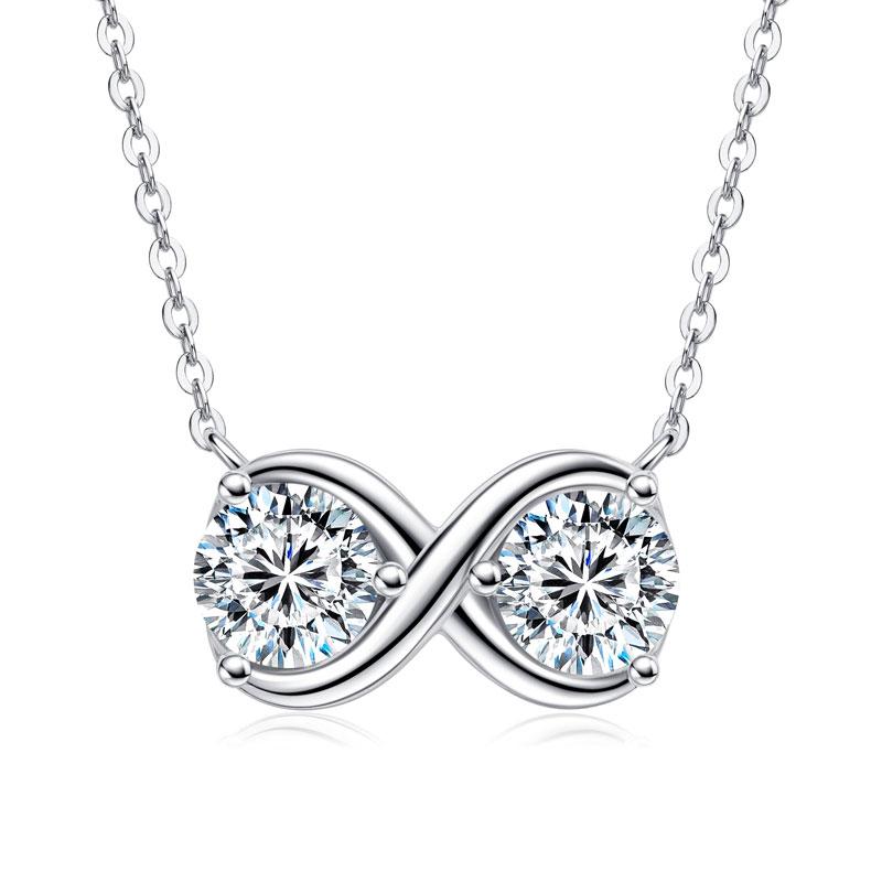 

IOGOU 2025 New 6.5MM 2CTTW. Round Moissanite Infinite Pendant Necklaces 925 Silver for Women Gifts Fine Jewelry with Certificate