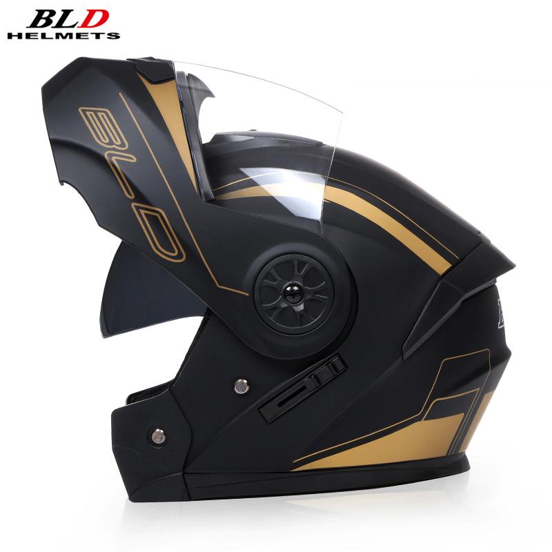 BLD Men Women Fashion Dual Lens Helmets Motocross Racing Modular Flip Up Casco Moto Personalised Motorcycle Full Face Helmet