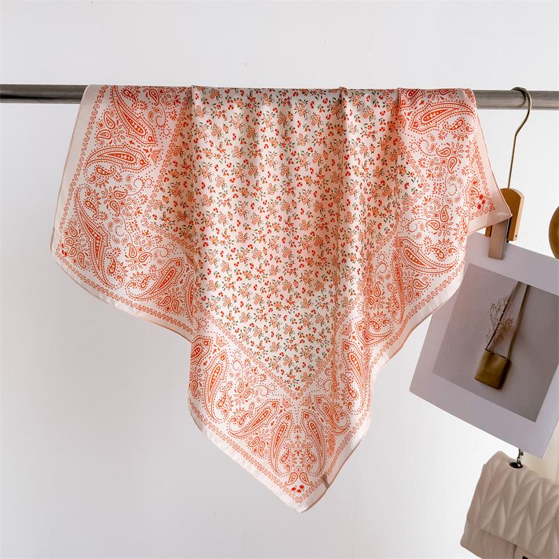 Luxury Brand  Chain Print Square Silk Scarf for Women Hijab Hair Bands 70cm Neckerchief Female Satin Shawl Ribbon Headband