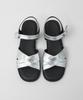 Heenn Shiny Leather Crossover Sandals .Silver