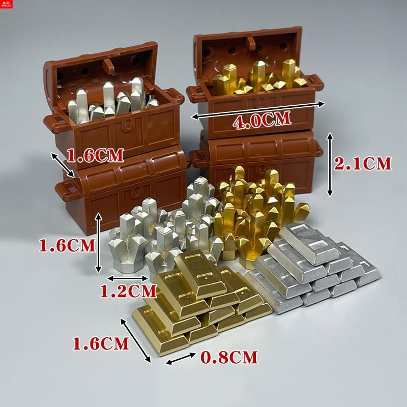 Non-Toxic Moc Bricks Utensil Ingot Bar Dollar Coin Money Gold Silver Painted Gold Gem Treasure Box 99563 Building Blocks Children'S Toys