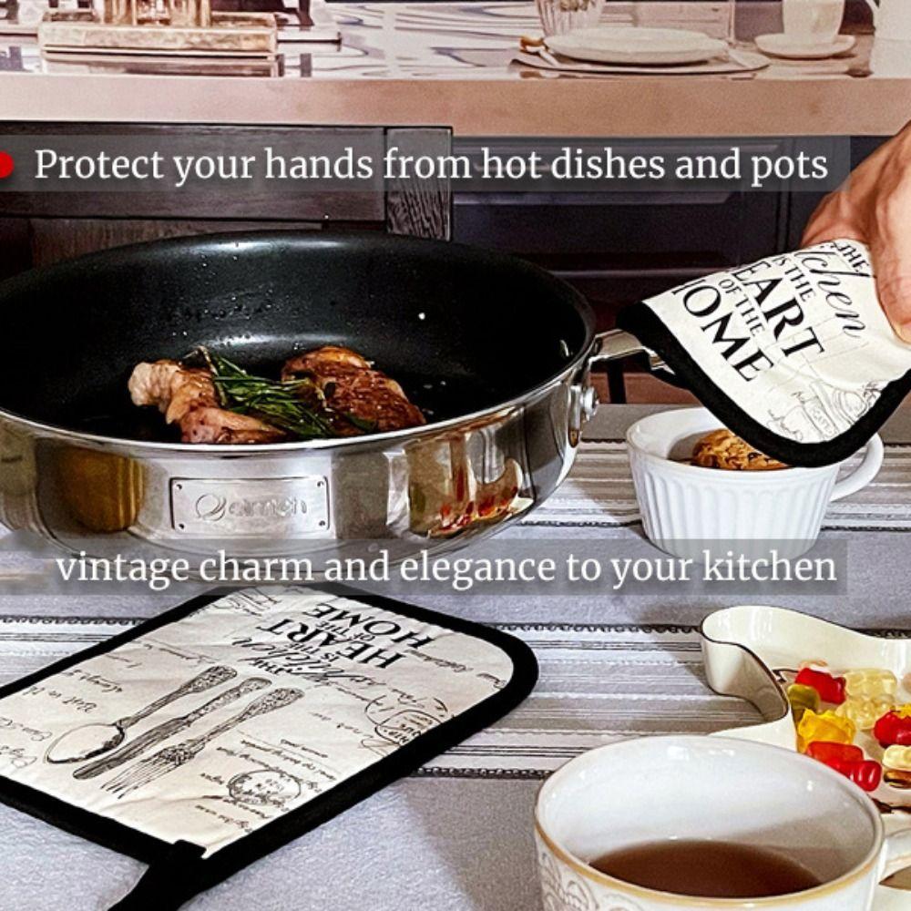 Cotton Oven Gloves Thickened Insulation Pads Kitchen Baking Accessories Anti Steam Gloves  Clothes