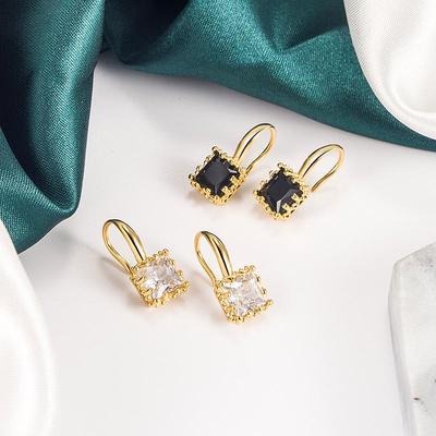 Eleganti orecchini quadrati retrò in zircone di ispirazione francese per donna