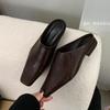 Fashion SUOJIALUN 2025 Summer New Brand Women Slipper Fashion Square Toe Slip On Ladies Elegant Mules Shoes Soft Flat Heel Casual Slides