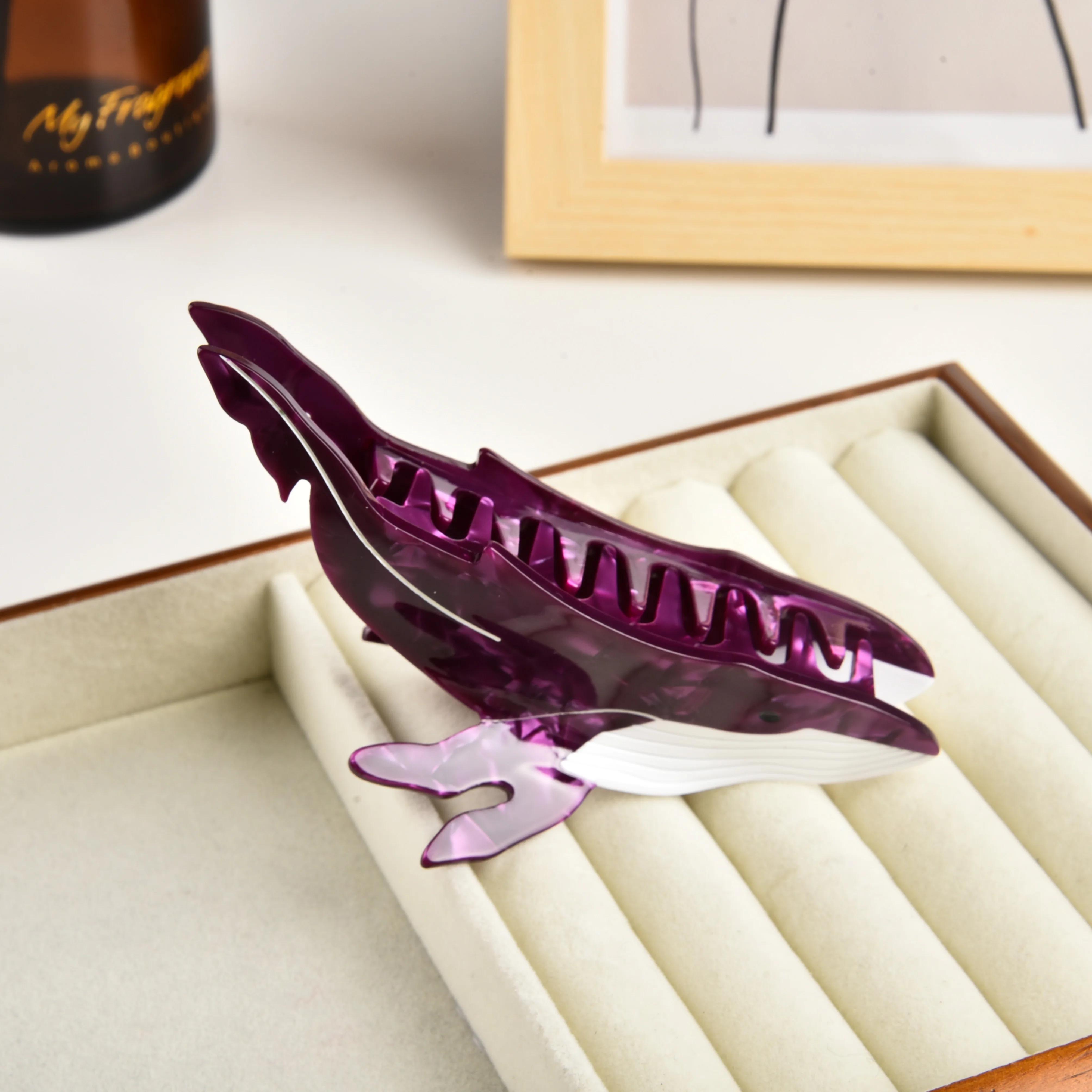 

Muweordy Синий кит волос коготь ацетат заколки для волос для женщин популярные заколки для волос животных заколки для волос милые морские существа коготь заколки L фиолетовый