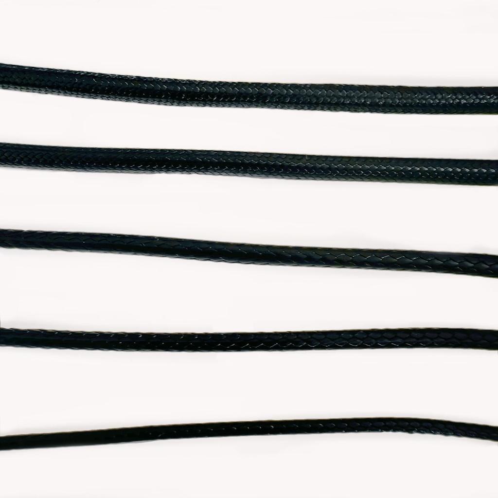 Korejská černá voskovaná šňůra, 1,0 mm-3 mm, Ručně vyráběná DIY pro náramky a náhrdelníky