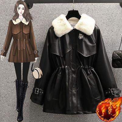 Dames Herfst Winter Kunstleer Jassen Dames Overjas Mode Slank Verdikken Warm Parka Bovenkleding