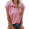 Women's Summer Button-up Short-sleeved Shirt Lapel Casual Plaid Top