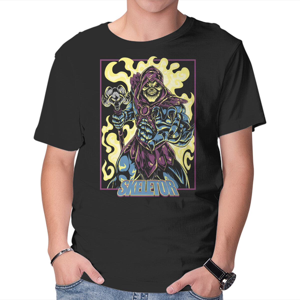 Unisex Crew Neck T-Shirt Skeletor Master Graphic Short Sleeve Casual Tee XS