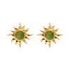 S925 Sterling Silver Natural Pearl Amethyst Tiger Eye Jasper Colored Treasure Stud Earrings Women'S French Retro Sunflower Earrings