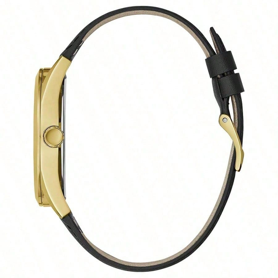 

Guess Men s Quartz Watch - Stainless Steel Case Real Leather Strap Waterproof Daily/Gathering Gift GW0389G7