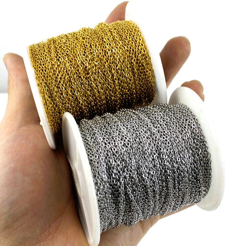 5-2Meter Stainless Steel Cable Chain Bulk Gold 1/1.5/2/3mm Link Chains Necklace Pendant Bracelet DIY Jewelry Making Accessories