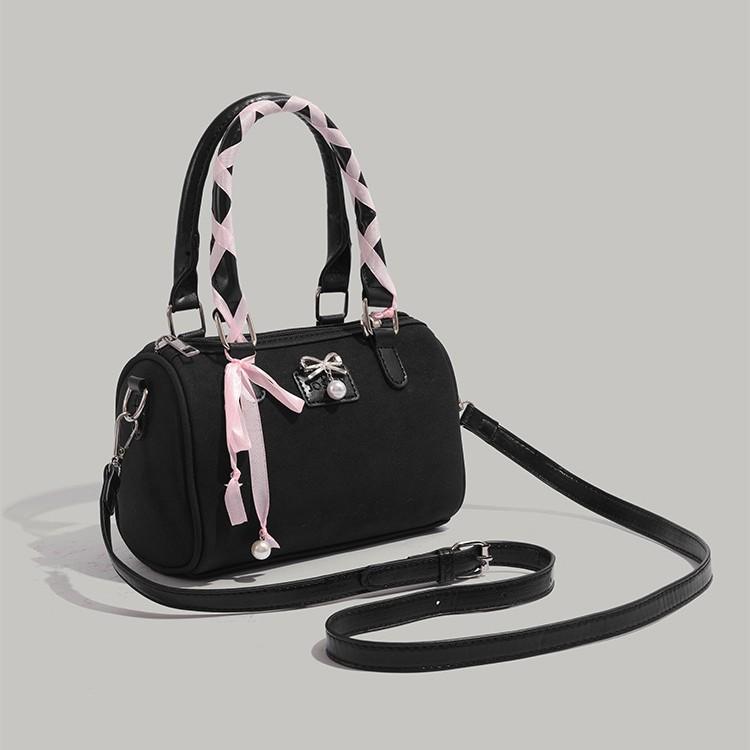 2025 New Fashion High-End Handbag Niche Girly Heart Bow Boston Commuter Shoulder Crossbody Bag