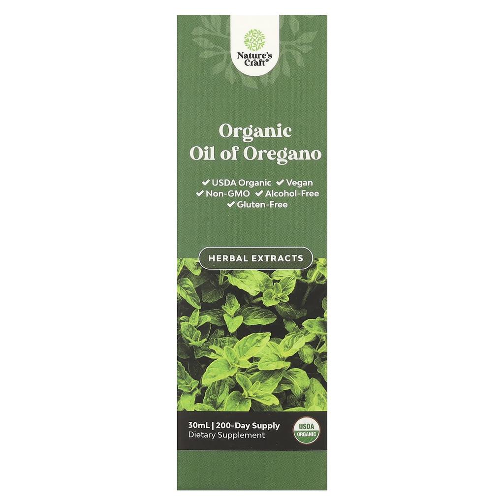 Nature's Craft, Organic Oregano Oil, Alcohol-Free, 34 mg, 30 ml