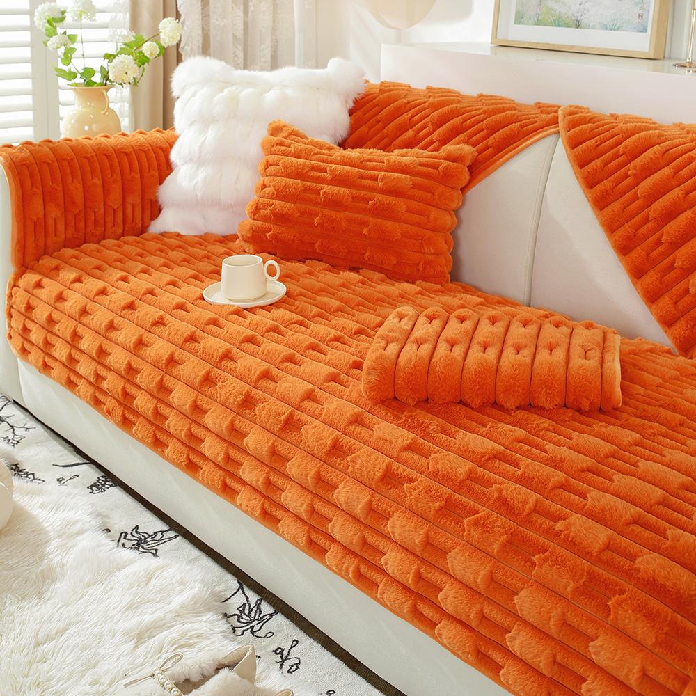 Rabbit Plush Sofa Cushion In Autumn and Winter, Thickened Plush Seat Cushion, Non Slip Leather Sofa Cover, New Cover Cloth Towel