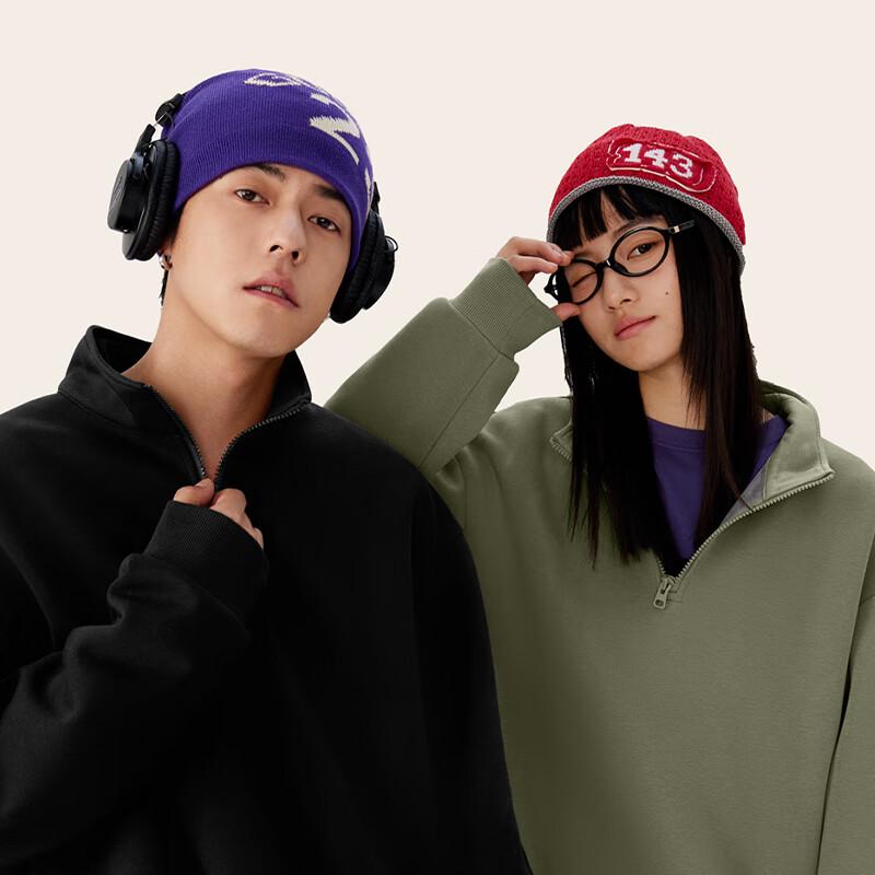 MINISO Men's Casual Half-Zip Stand-Collar Fleece Sweatshirt