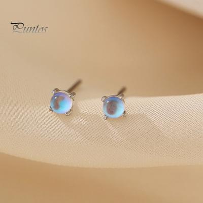 1 Pair Women Stud Earrings Moonstone Alloy Ear Studs Lightweight Smooth Earrings for Dating Prom Banquet And Daily