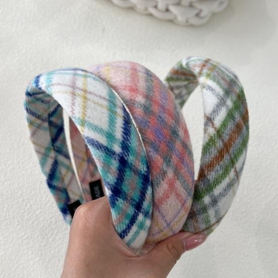 

Yousheng Padded Plaid Women Headband Wide Hair Band Lightweight Anti-slip Hair Loop Fall Winter Girls Hair Accessories Headwear Photo Props I
