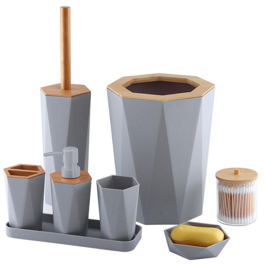 8-teiliges Badezimmer-Set mit Becherhalter, Seifenspender, Mülleimer, Bürste, Badezimmer-Ensemble - Seifenschale, Spender, Mülleimer, Toilettenbürste