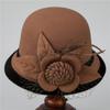 Hats for Women Warm Wool Woolen Hats for Autumn Winter Mother's Temperament Round Top Hats Elegant Retro Mesh Flower Fashion Hats