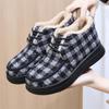 Women's Snow Plaid Autumn New Plush Inner Lining Women's Cloth Shoes Retro National Style Low Heel Fleece Shoes