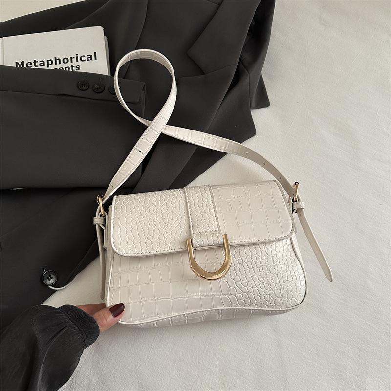 Bag Women's 2025 New High-value Crocodile Pattern Baguette Small Bag Fashion Versatile Handbag Underarm Shoulder Bag