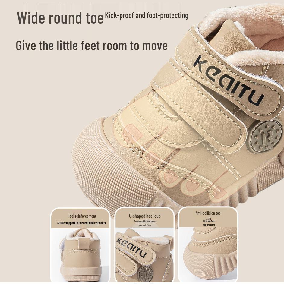 2024 Winter Baby Walking Shoes: Warm Cotton, Velvet-Lined, Non-Slip Soft Sole for Boys & Girls