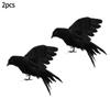 2pc Simulation Black Feather Crow Halloween Crow Decoration Black Raven Movie Prop Fake Crow Prank Scary Halloween Prop For Deco