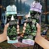 1PC Snowy Pine Tree Winter Forest Art 750ml Color Plastic Sports Water Bottle Leakproof Flip Straw Lid Suitable for Sports Office Home Use