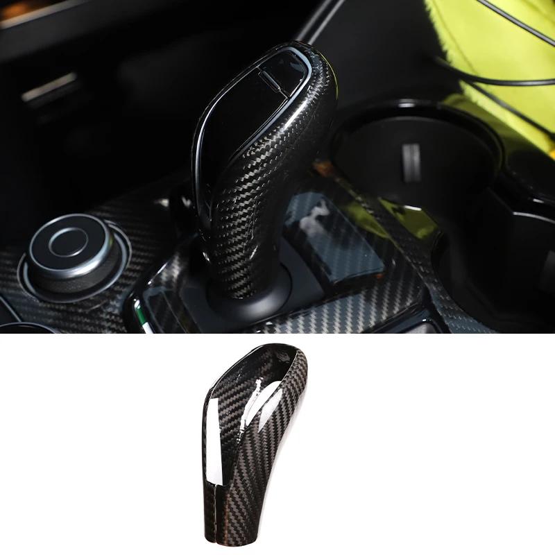

Real Carbon Fiber Car Gear Shift Knob Head Cover Trim For Alfa Romeo Giulia Stelvio 2020 2025 2025 Interior Accessories