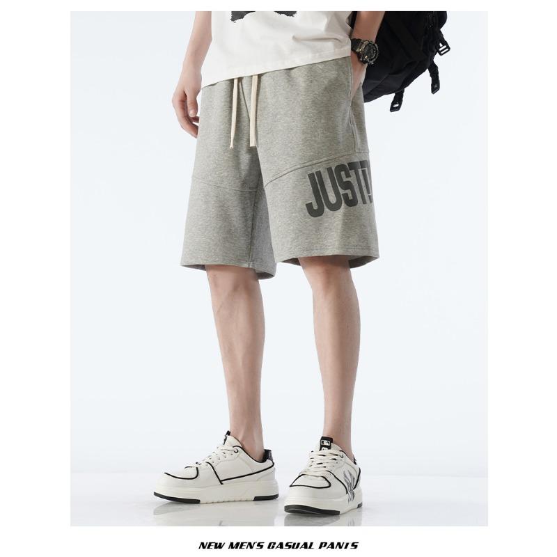Summer Elastic Waist Letter Printing Shorts Male Loose Casual All-match Sports Shorts Men Knee Length Short Pants