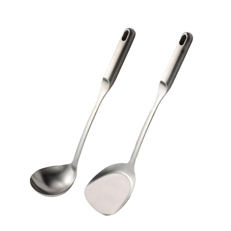 304 stainless steel flat hollow handle spatula porridge spoon sanding creative new kitchen fried spatula housewarming gift