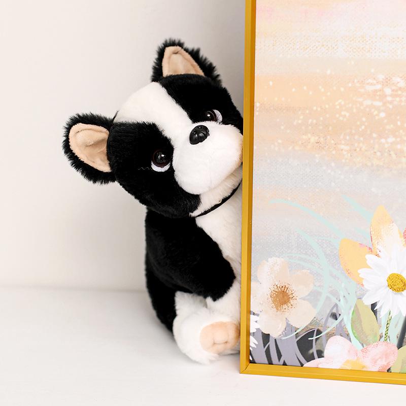 Cute Husky Schnauzer Shar Pei Plush Dog Doll in Boy Outfit