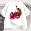 Harajuku Fashion Cherry Print WOMEN TShirt Short Sleeve Crew Neck Casual Tops for Summer Spring WOMENs Clothing Tops Tees