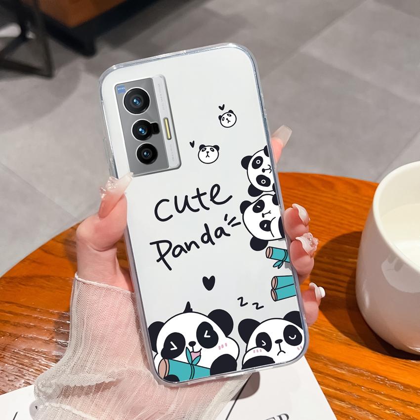 Phone Shell For Vivo X200S X21 X60 X70 X80 Pro Plus X27 Cute Cartoon Bears Patterns Luxury Transparent Soft TPU Lens Protection Covers For Vivo Casing
