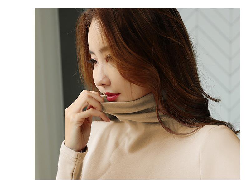 2026 Women's Korean Style High Neck Slim Fit Long Sleeve T-shirt - Spring/Autumn Collection